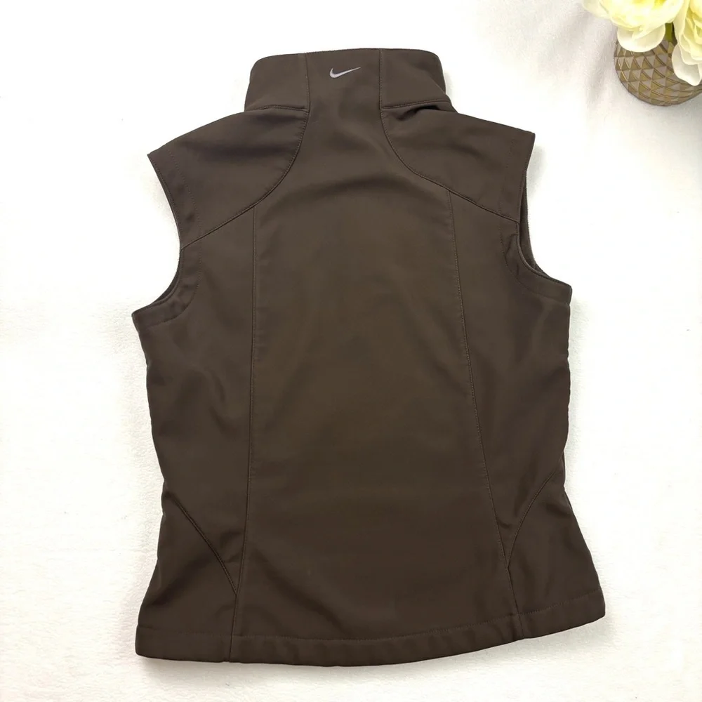 Nike Brown/Pink‎ Fleece Sleeveless Athletic Running Zipper Vest Sweatshirt (M)